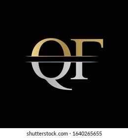 Initial Monogram Letter QF Logo Design Vector Template. Silver and Gold QF Letter Logo Design