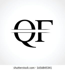 Initial Monogram Letter QF Logo Design Vector Template. Black Letter QF Letter Logo Design