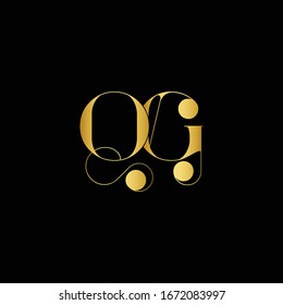 Initial Monogram Letter QG Logo Design Vector Template.Gold QG Letter Logo Design
