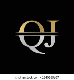 Initial Monogram Letter QJ Logo Design Vector Template. Silver and Gold QJ Letter Logo Design