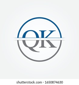 Initial Monogram Letter QK Logo Design Vector Template. QK Letter Logo Design