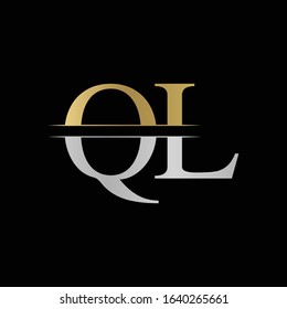 Initial Monogram Letter QL Logo Design Vector Template. Silver and Gold QL Letter Logo Design