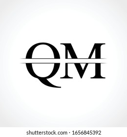 Initial Monogram Letter QM Logo Design Vector Template. Black Letter QM Letter Logo Design