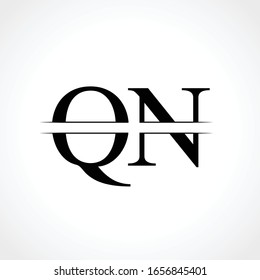 Plantilla de vectores de diseño de logotipo QN de carta monograma inicial. Letra negra QN Diseño de logotipo