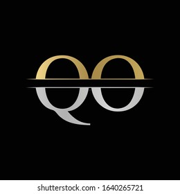 Initial Monogram Letter QO Logo Design Vector Template. Silver and Gold QO Letter Logo Design
