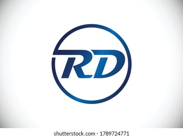 Initial Monogram Letter R D Logo Design Vector Template. R D monogram Logo.