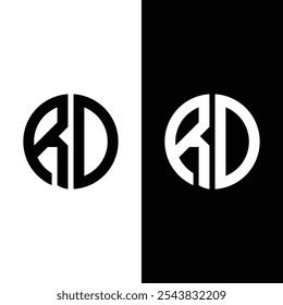 Plantilla de Vector de diseño de logotipo de letra R D de monograma inicial