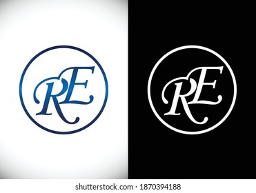 Initial Monogram Letter R E Logo Design Vector Template.