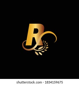 Logotipo de letra inicial monograma R floreciente