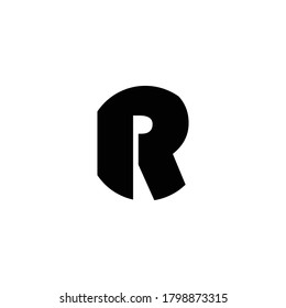 Initial monogram letter R logo with black and white color.