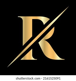 Initial Monogram Letter R Logo Design for Beauty, Royal Sign, Luxury and Fashion, Spa Company Vector Template. Luxury  Alphabet R Logo Golden Color Symbol