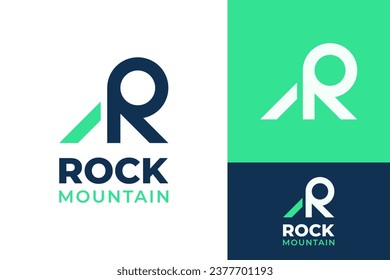 Initial Monogram Letter R in Mountain for Success Win Triumph Glory Champion Career Logo Design Branding Template