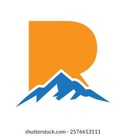 Initial Monogram Letter R Mountain Logo. Explore Mountain Adventure Symbol
