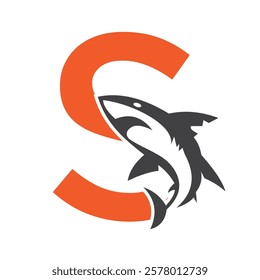 Initial Monogram Letter S Dolphin Logo Design Concept With Whale Symbol