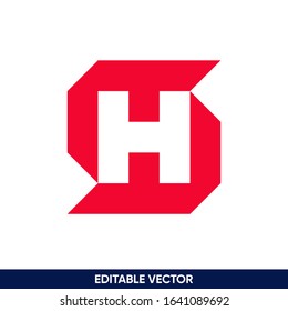 initial monogram letter S and letter H i  geometric modern shape logo