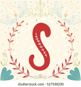 Initial Monogram Letter S In Vector. Fancy Alphabet Letter. 