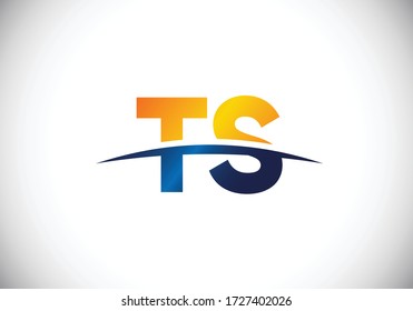 Plantilla de vectores de diseño de logotipo T S de la letra monograma inicial. Símbolo gráfico de alfabeto para identidad empresarial
