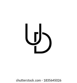 Initial Monogram Letter UD DU Intersected.