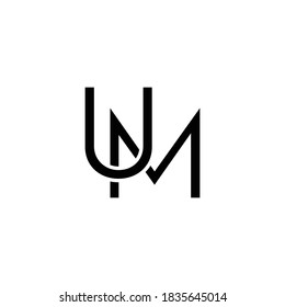 Initial Monogram Letter UM MU Intersected.
