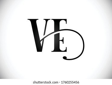 Initial Monogram Letter V E Logo Design Vector Template. V E Letter Logo Design