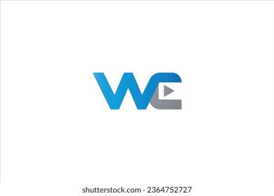Initial Monogram Letter W C And play Icon Logo Design vector template