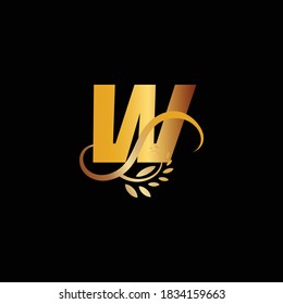 Logotipo de la letra inicial del monograma W florece
