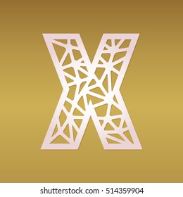 Initial monogram letter X. May be used for paper cutting. Fancy alphabet letter. Mosaic drop cap.