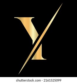 Initial Monogram Letter Y Logo Design for Beauty, Royal Sign, Luxury and Fashion, Spa Company Vector Template. Luxury  Alphabet Y Logo Golden Color Symbol