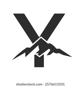 Initial Monogram Letter Y Mountain Logo. Explore Mountain Adventure Symbol