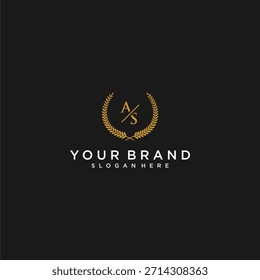 Letra inicial del monograma AS para el logotipo de su marca con diseño de Imagen de hojas
