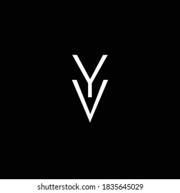 Initial Monogram Letter YV VY Intersected.