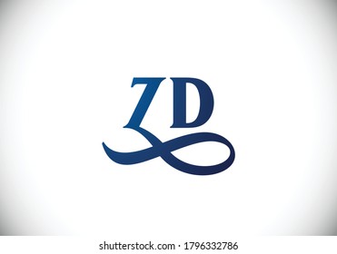 Plantilla de vectores de diseño de logotipo Z D de la carta monográfica inicial. Símbolo gráfico de alfabeto para identidad empresarial