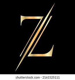 Initial Monogram Letter Z Logo Design for Beauty, Royal Sign, Luxury and Fashion, Spa Company Vector Template. Luxus Alphabet Z Logo Goldenes Farbsymbol
