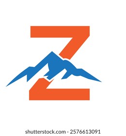 Initial Monogram Letter Z Mountain Logo. Explore Mountain Adventure Symbol