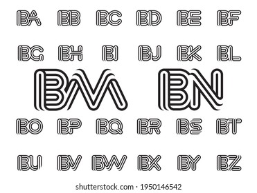 Initial Monogram Line Letter Logo Design Vector Template. 