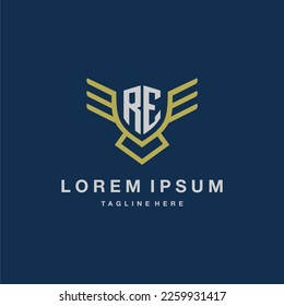 RE initial monogram logo for creative eagle line image vector design