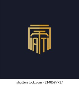 AT initial monogram logo elegant with shield style design for wall mural lawfirm gaming