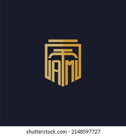 AM initial monogram logo elegant with shield style design for wall mural lawfirm gaming