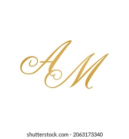 AM initial monogram logo handwriting