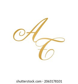 AT initial monogram logo handwriting