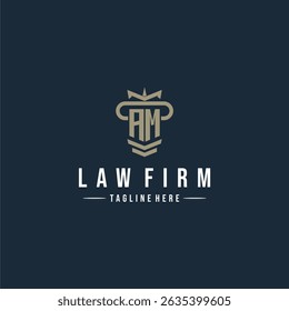AM initial monogram logo law firm with pillar design