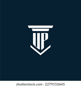 Abogado del logotipo del monograma inicial de la UP con diseño de hitos