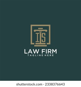 IS initial monogram logo for lawfirm with pillar design in creative square