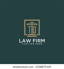 A logotipo de monograma inicial para la firma de abogados con diseño de hitos en cuadrado creativo