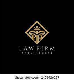 EG initial monogram logo for lawfirm with pillar in creative square design