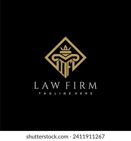 logotipo de monograma inicial para la firma de abogados con pilar en diseño cuadrado creativo