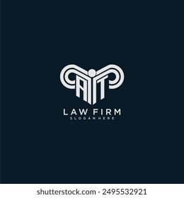 ABOGADO del logotipo del monograma inicial de AT con el diseño del pilar