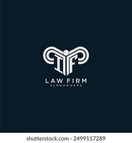 Firma de abogados de logotipo de monograma inicial IF con diseño de pilar