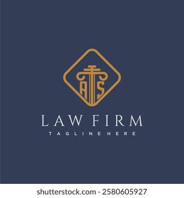 AS initial monogram logo for lawfirm with pillar in creative square design