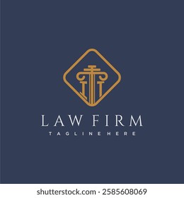 IT initial monogram logo for lawfirm with pillar in creative square design